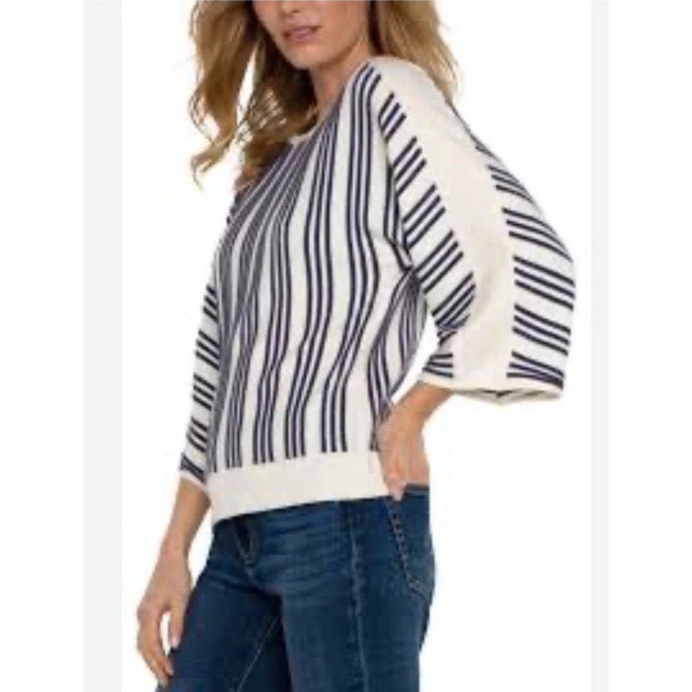 Liverpool Los Angeles 3/4 Sleeve Boat Neck Dolman‎ Sweater Size XS Stripe 1351